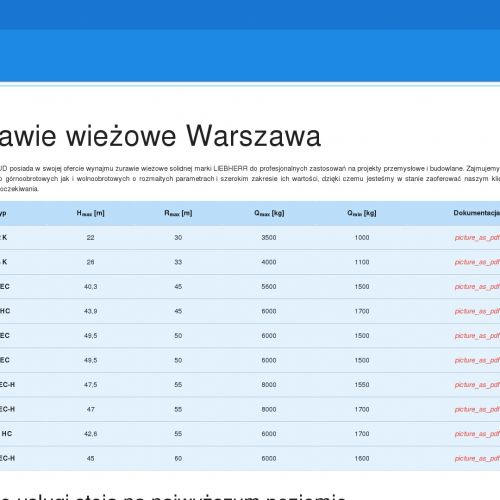 Wynajem żurawi wieżowych