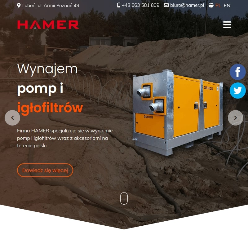 Wynajmem pomp do wody brudnej.