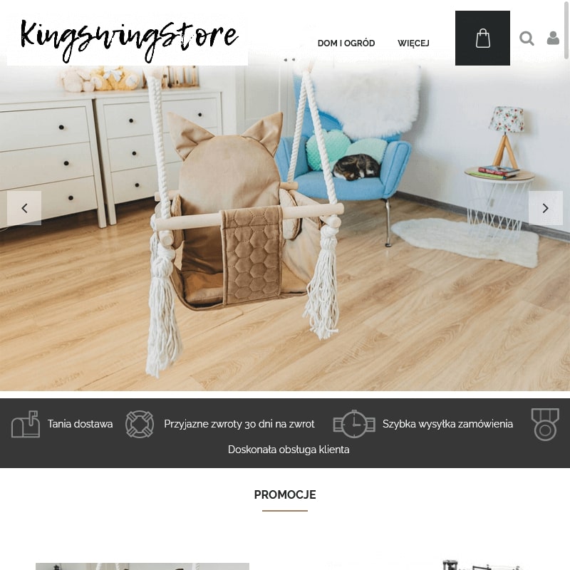 Lniana huśtawka na sznurkach