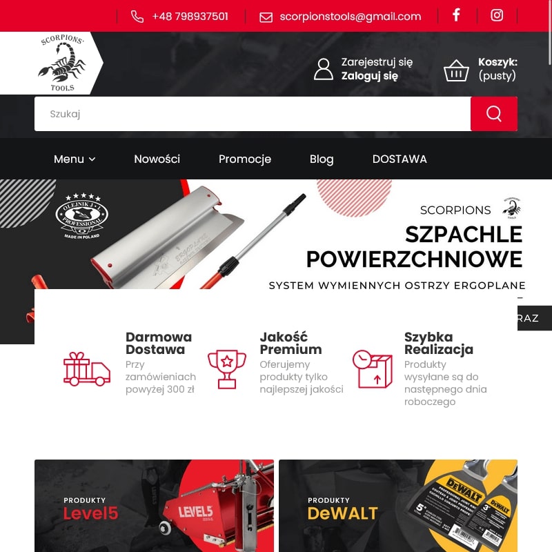 Kuweta do gładzi oraz nóż